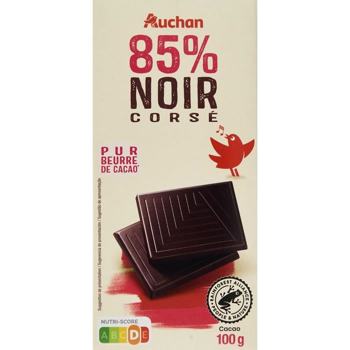 AUCHAN Gourmet Tablette de chocolat noir 85%