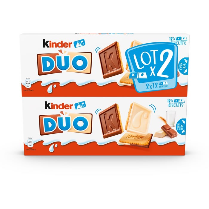 KINDER Duo Biscuits au chocolat au lait et blanc