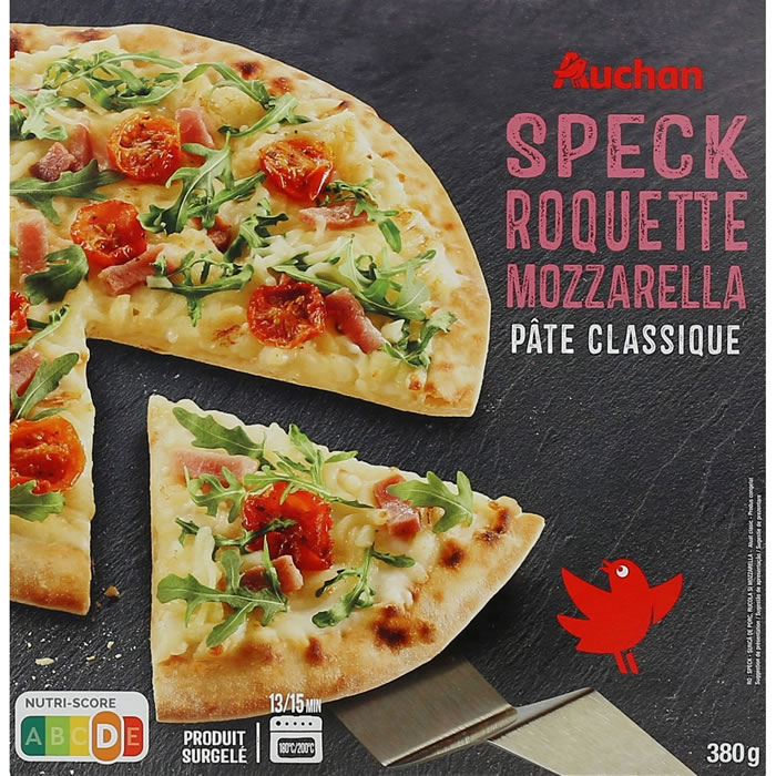 AUCHAN Pizza speck, mozzarella et roquette
