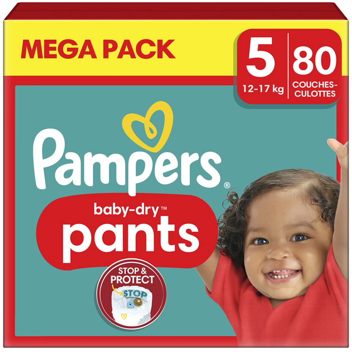 Pampers Couches-culottes Baby-Dry Pants taille 5 Junior 12-17 kg, Maxi Pack  1x82 pièces