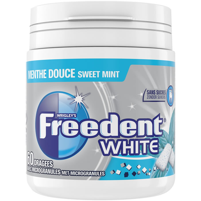 Wrigleys - Chewing-gum s/ sucres goût fruits WHITE FREEDENT