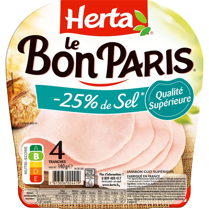HERTA Le Bon Paris Jambon -25% de sel