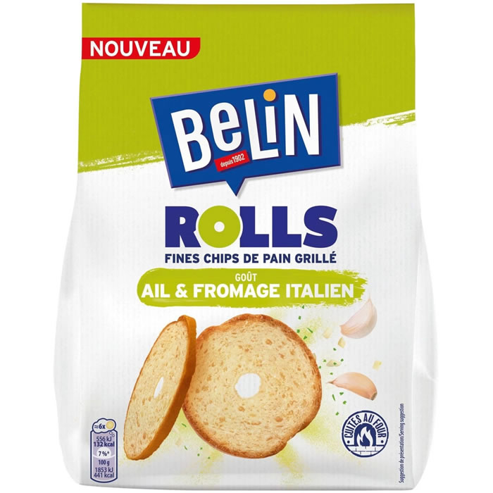BELIN Rolls Chips fines de pain grillé à l'ail et fromage italien