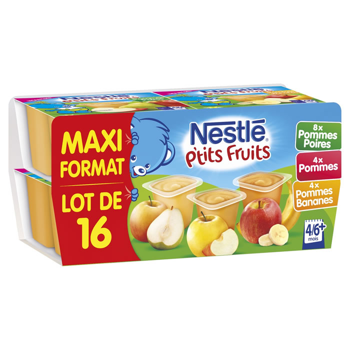 NESTLE P'tits Fruits Assortiment Pomme Poire & Pomme & Pomme Banane
