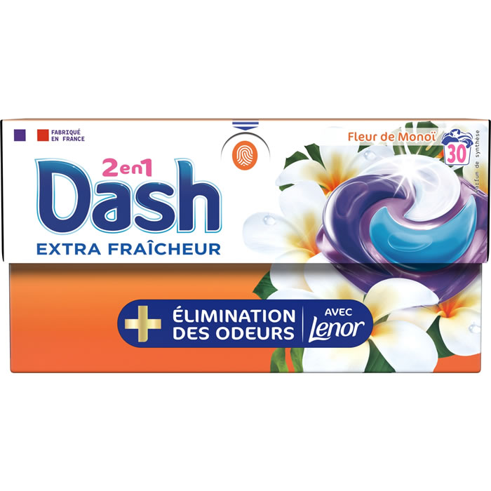 DASH Lessive capsules 2 en 1 fleur de monoï touche de Lenor