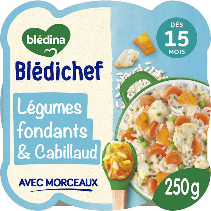 BLEDINA Blédichef Riz, légumes fondants et cabillaud dès 15 mois