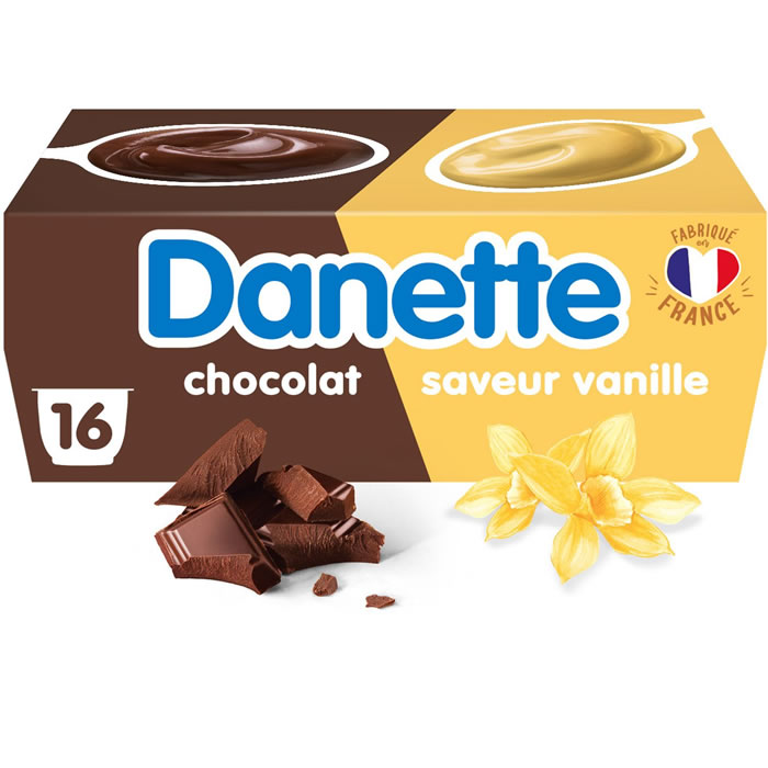 DANETTE Crème dessert à la vanille et chocolat