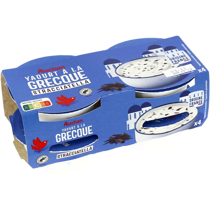 AUCHAN Yaourts à la grecque au stracciatella