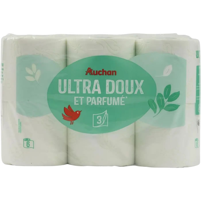 AUCHAN Papier toilette 3 épaisseurs ultra doux et parfumé