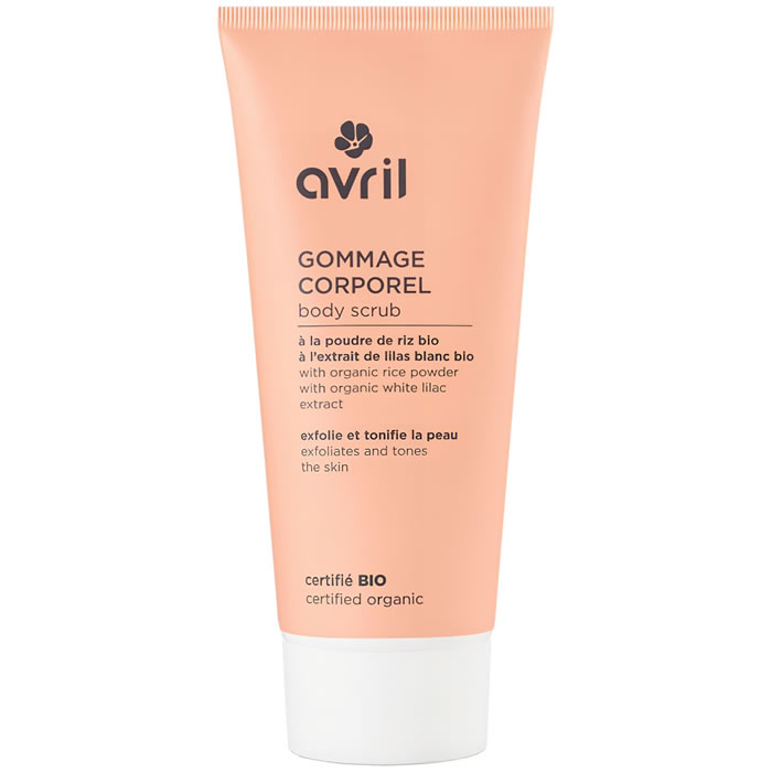 AVRIL Gommage corps à la poudre de riz et lilas blanc bio
