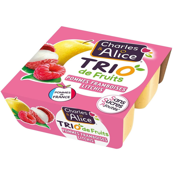 CHARLES&ALICE Dessert pomme, framboise, litchi sans sucres ajoutés