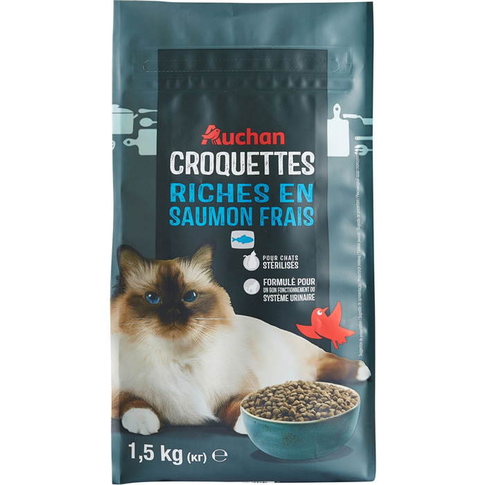 AUCHAN Croquettes au saumon pour chat stérilisé