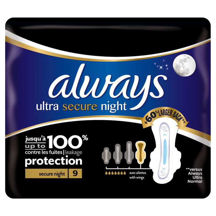 ALWAYS Secure Night Ultra Serviettes hygiéniques nuit avec ailettes