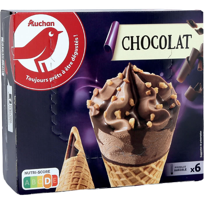 AUCHAN Cônes glacés au chocolat
