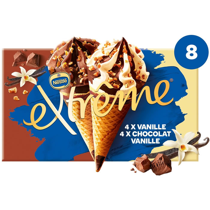 EXTRÊME Cônes glacés à la vanilles et chocolat