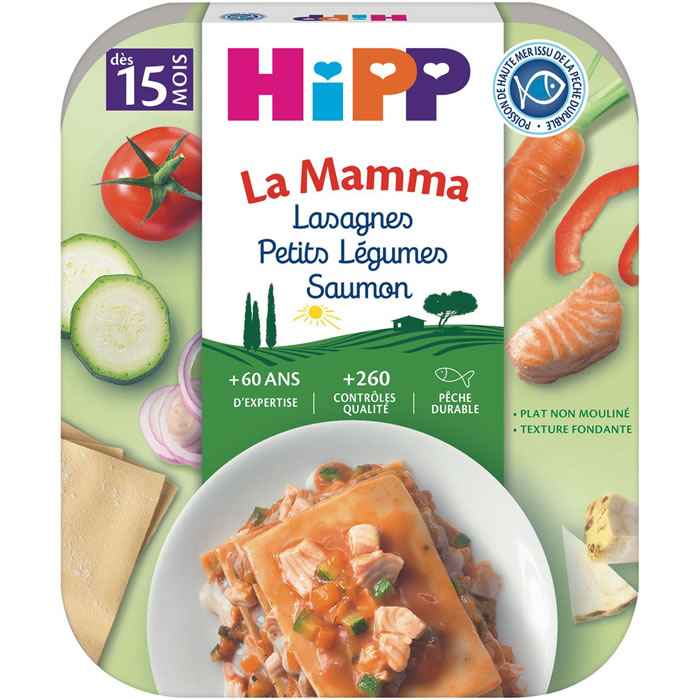 HIPP Lasagnes de petits légumes et saumon dès 15 mois MSC