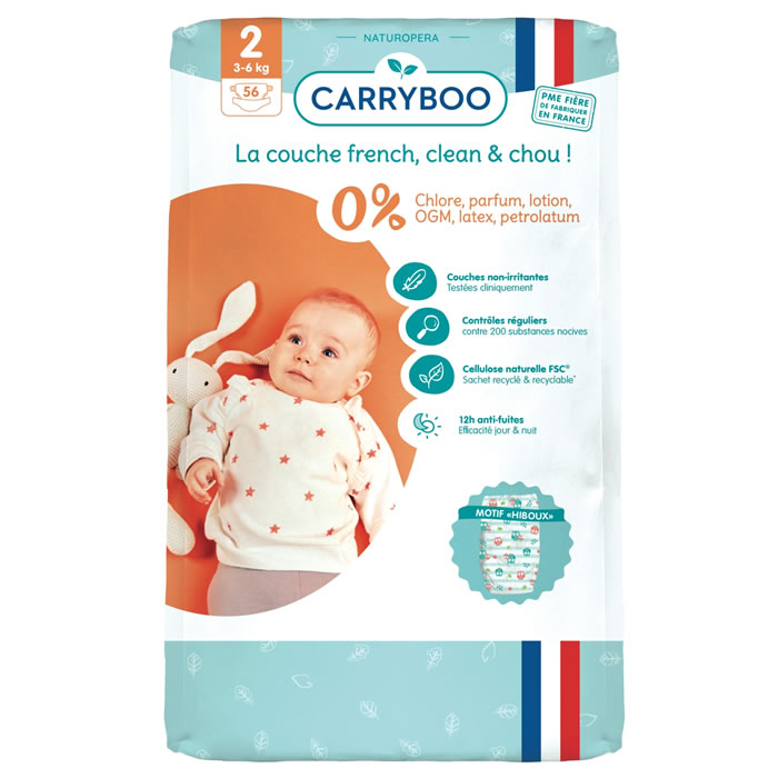 CARRYBOO Dermo Sensitives Couches écologiques taille 2 (3-6 kg)