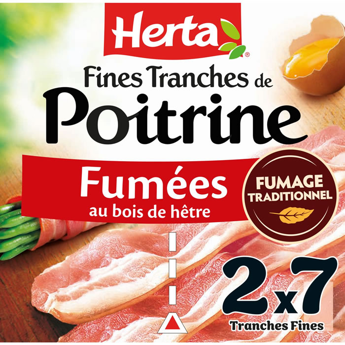 HERTA Poitrine fumée au bois de hêtre en tranches fines