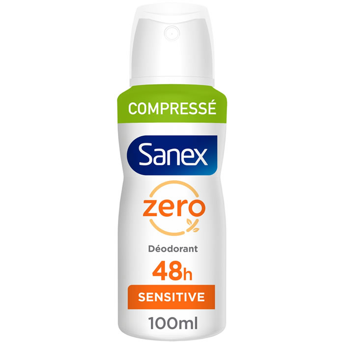 SANEX Zéro % Déodorant spray compressé sans sel d'aluminium 24h