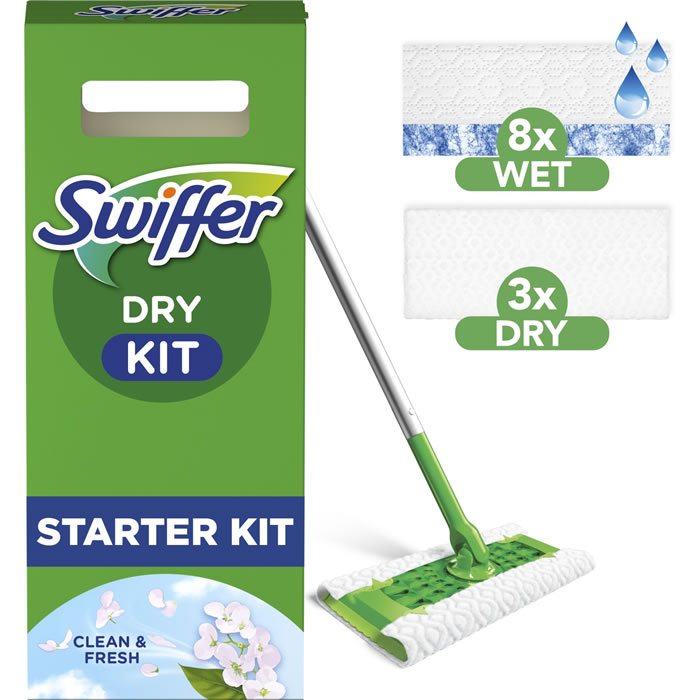 SWIFFER Dry Kit Balai attrape-poussière et lingettes dépoussiérantes
