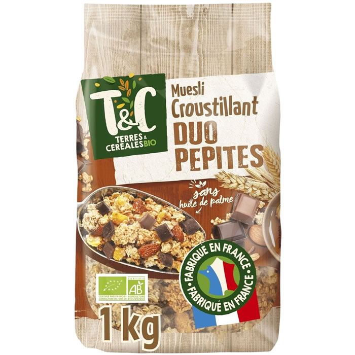 TERRES ET CEREALES Muesli aux céréales, amandes et chocolat bio