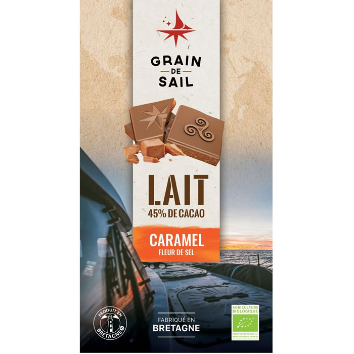 GRAIN DE SAIL Tablette de chocolat au lait au caramel fleur de sel bio