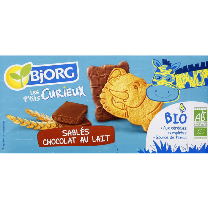 BJORG Les P'tits Curieux Biscuits aux céréales nappés de chocolat au lait bio