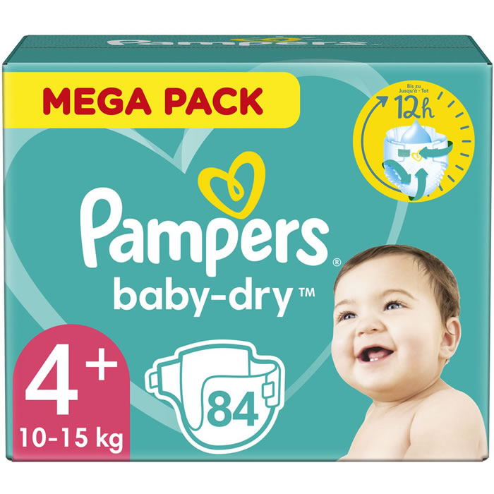 PAMPERS Baby-Dry Couches taille 4+ (10-15 kg)