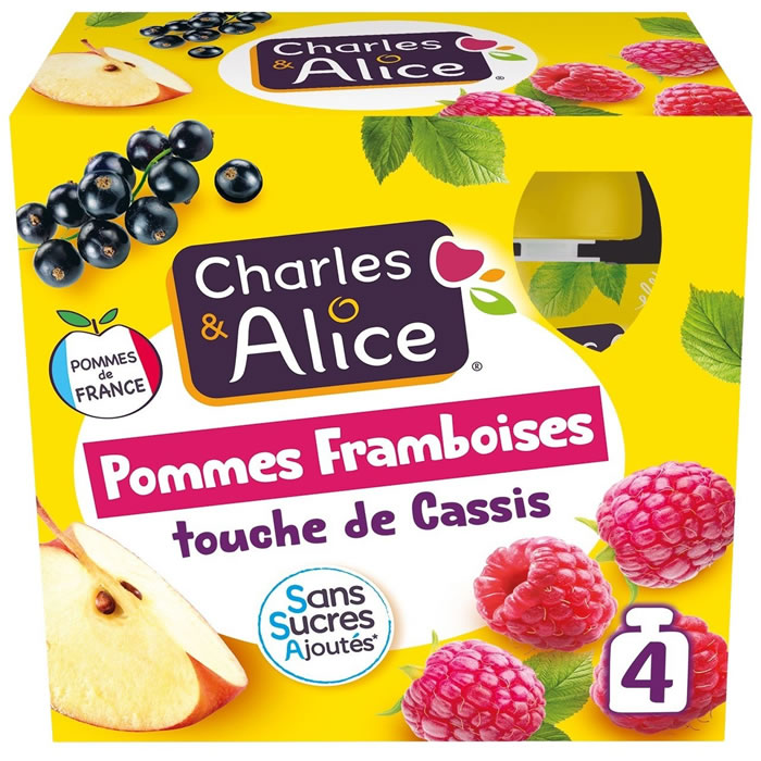 CHARLES&ALICE Dessert pomme, framboise, cassis sans sucres ajoutés