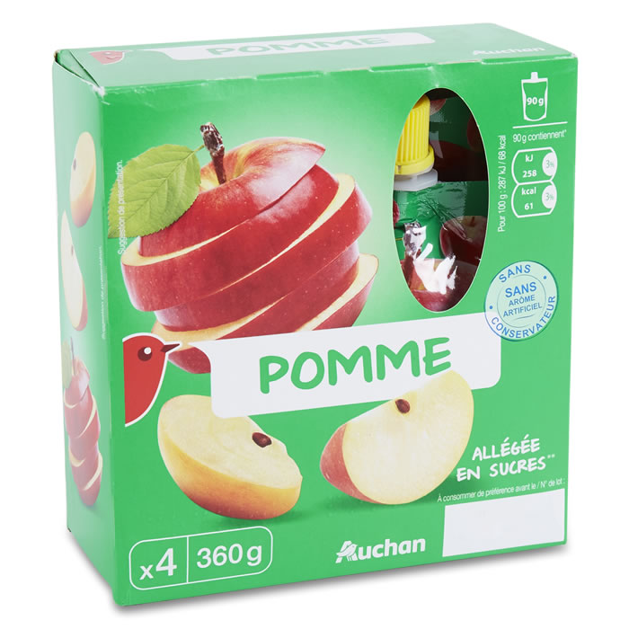 AUCHAN Dessert pomme allégé en sucres