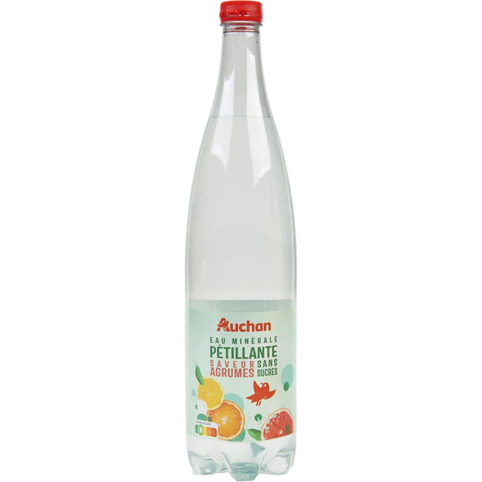 AUCHAN Eau minérale naturelle gazeuse aux agrumes sans sucres