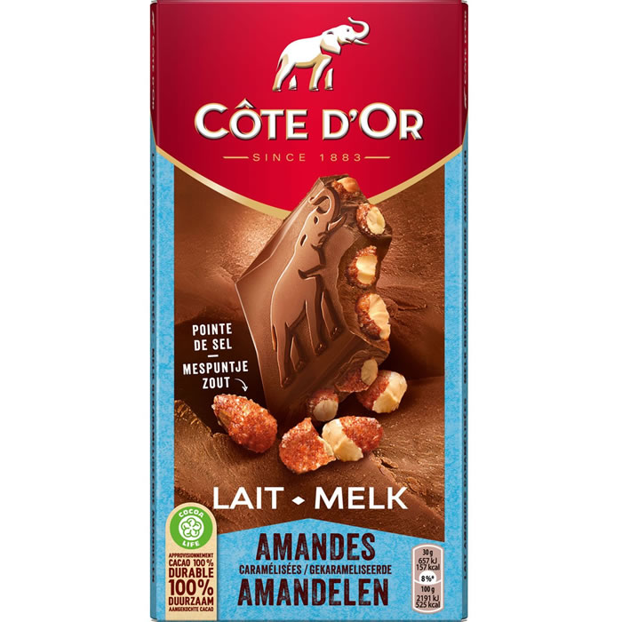 CÔTE D'OR Tablette de chocolat au lait aux amandes