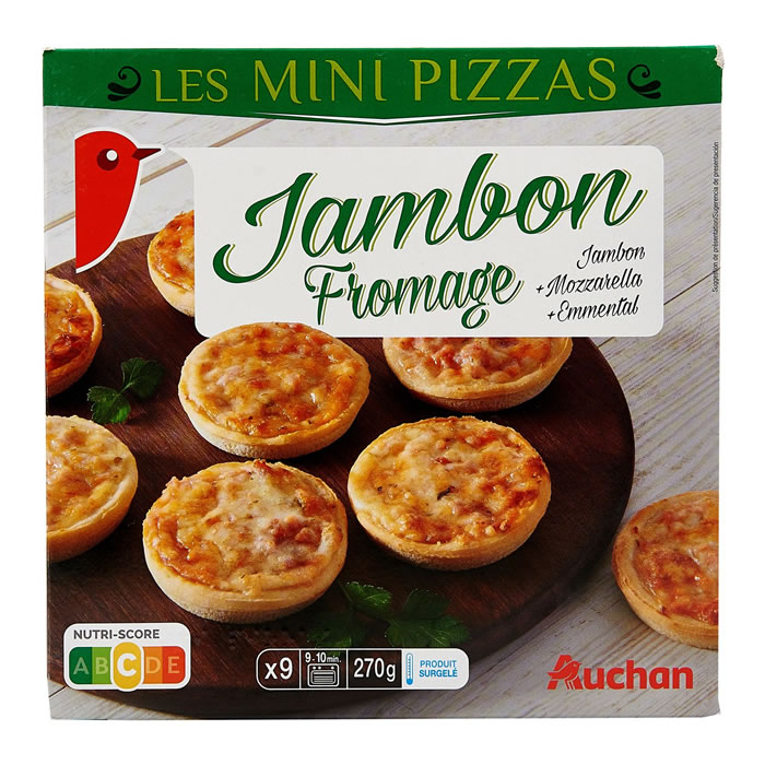 AUCHAN Mini-pizzas au jambon et fromage