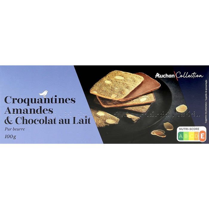AUCHAN Collection Croquantine aux amandes et chocolat au lait