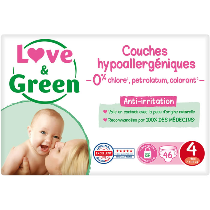 LOVE & GREEN Couches écologiques taille 4 (7-14 kg)