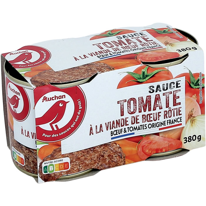 AUCHAN Sauce tomate à la viande de boeuf rôtie