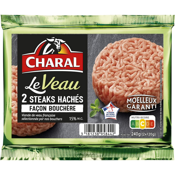 CHARAL Le Veau Steaks hachés de veau façon bouchère 15% M.G