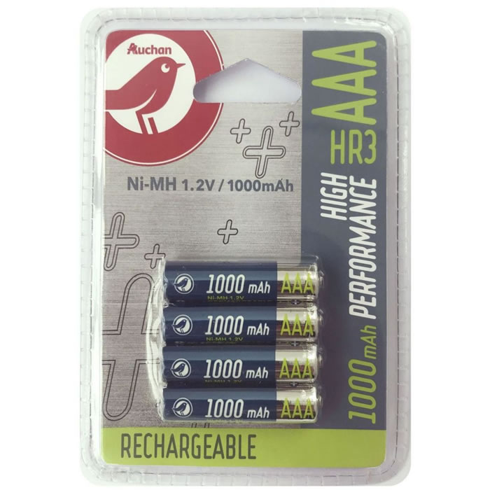 AUCHAN 4 piles rechargeables - type AAA