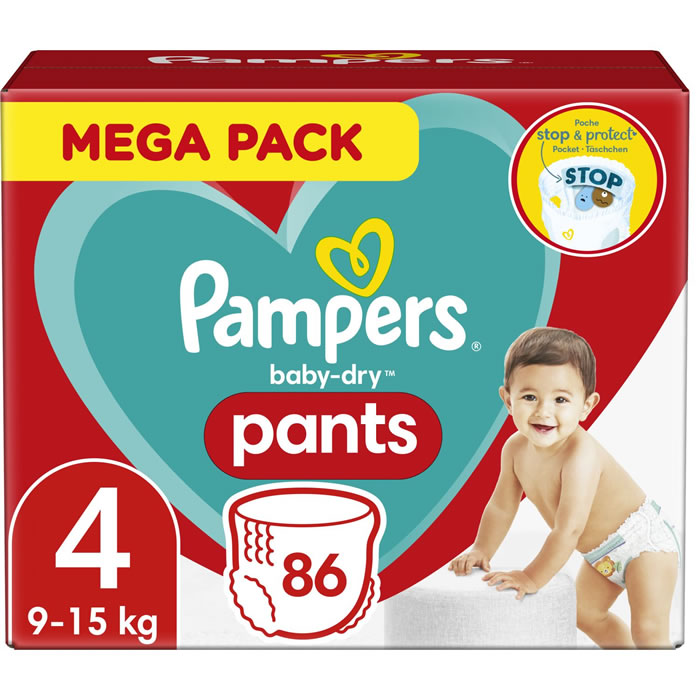 PAMPERS : Baby-Dry Pants - Couches-culottes taille 4 (9-15 kg) - chronodrive