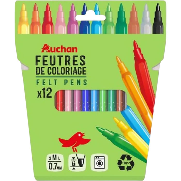 AUCHAN Feutres de coloriage pointe moyenne
