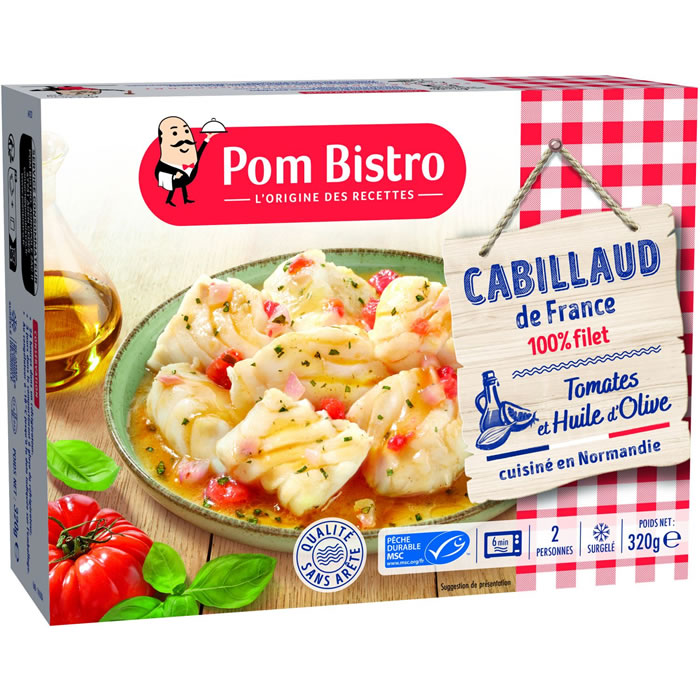 POM BISTRO Filets de cabillaud MSC aux tomates et à l’huile d’olive