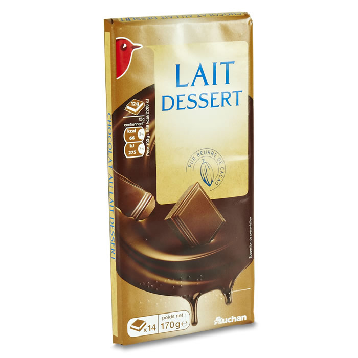 AUCHAN Dessert Tablette de chocolat au lait pâtissier