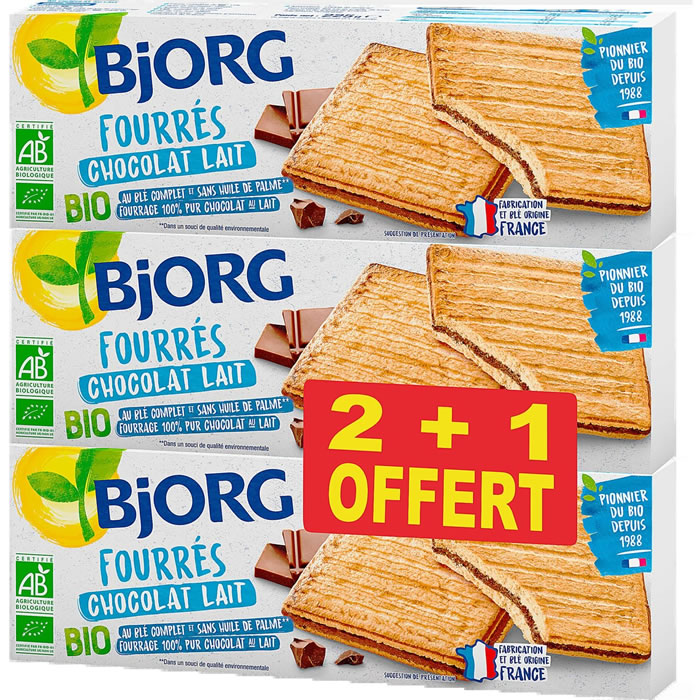 BJORG Biscuits fourrés au chocolat au lait bio