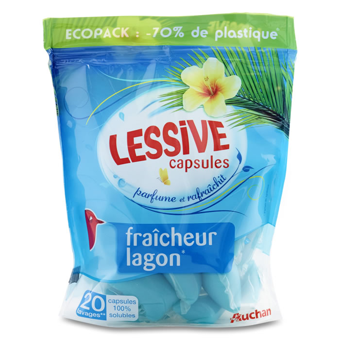 AUCHAN Lessive capsules fraîcheur du Lagon