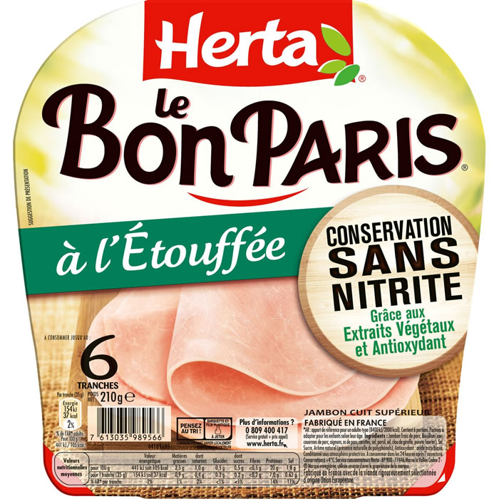 HERTA Le Bon Paris Jambon cuit à l'étouffée sans nitrite