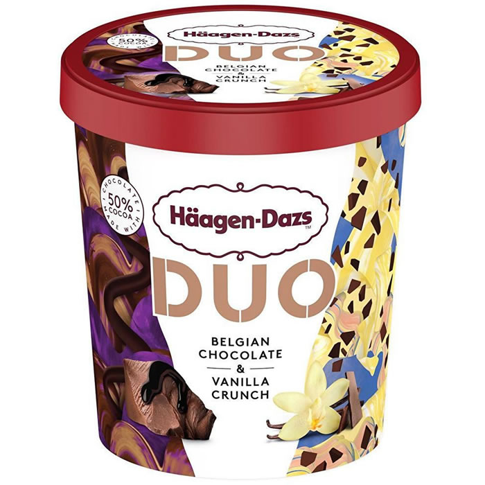 HÄAGEN-DAZS Duo Crème glacée chocolat belge, vanille