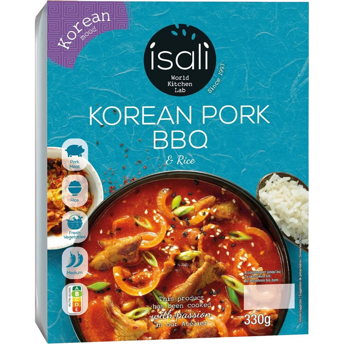 ÍSALÍ Korean Porc au caramel sauce barbecue, riz et légumes micro-ondes