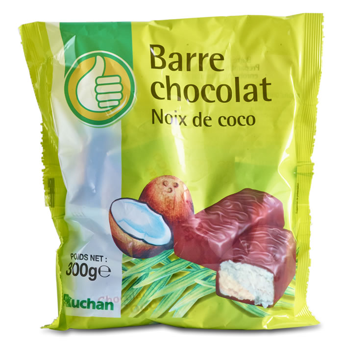 AUCHAN Barres chocolatées à la noix de coco