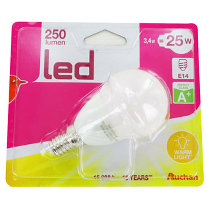 AUCHAN Ampoule LED Sphérique E14 25W