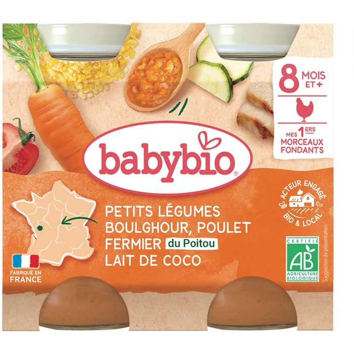 BABYBIO Boulgour, poulet, légumes et lait de coco dès 8 mois bio